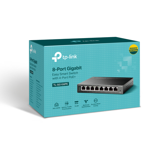 Miniatura 4 de Switch TP-Link TL-SG108PE Gestionado, L2, RJ-45 8, Gigabit Ethernet (10/100/1000), (PoE +) 4, 4 POE, Negro