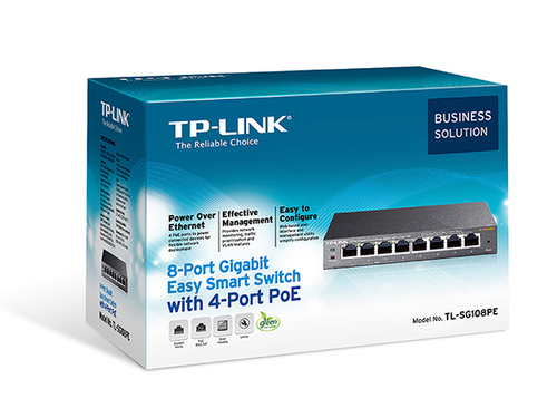 Miniatura 2 de Switch TP-Link TL-SG108PE Gestionado, L2, RJ-45 8, Gigabit Ethernet (10/100/1000), (PoE +) 4, 4 POE, Negro