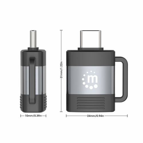 Miniatura 2 de Adaptador Manhattan 356312 USB-A a USB-C, Negro, Gris