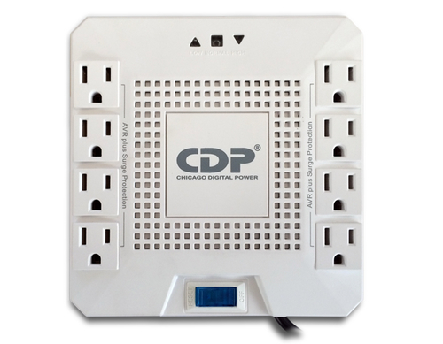 Miniatura 4 de Regulador CDP R-AVR1808 1.8 kVA / 1000 W, Entrada 120 V, 8 salidas AC, Blanco
