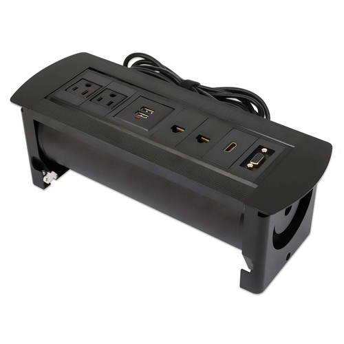 Barra de contactos Manhattan Caja de conexión para mesa 100 - 240 V, 1.5 m, 2 salidas AC, Negro