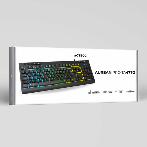 Miniatura 2 de Teclado Acteck Aurean Pro TA477G Alámbrico, USB, Interruptor de membrana, LED, Negro