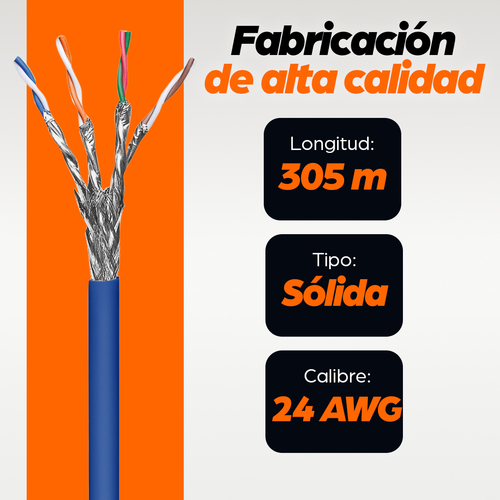 Miniatura 3 de Bobina Intellinet Cat6a, 305 m, F/UTP (FTP), Azul