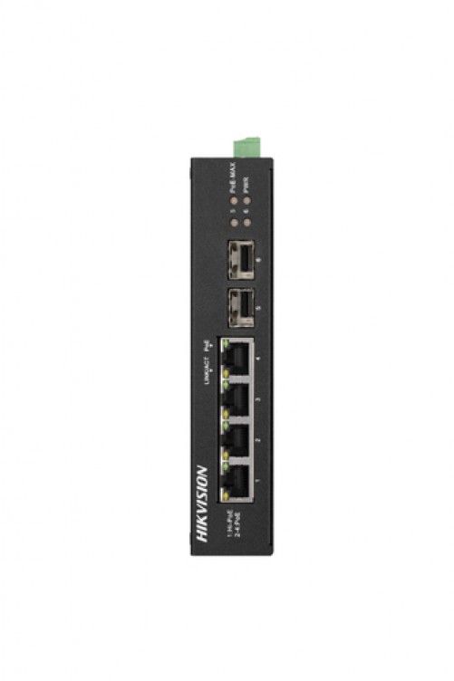 Switch Hikvision DS-3T0506HP-E/HS No administrado, RJ-45 4, Gigabit Ethernet (10/100/1000), 3 POE, Negro