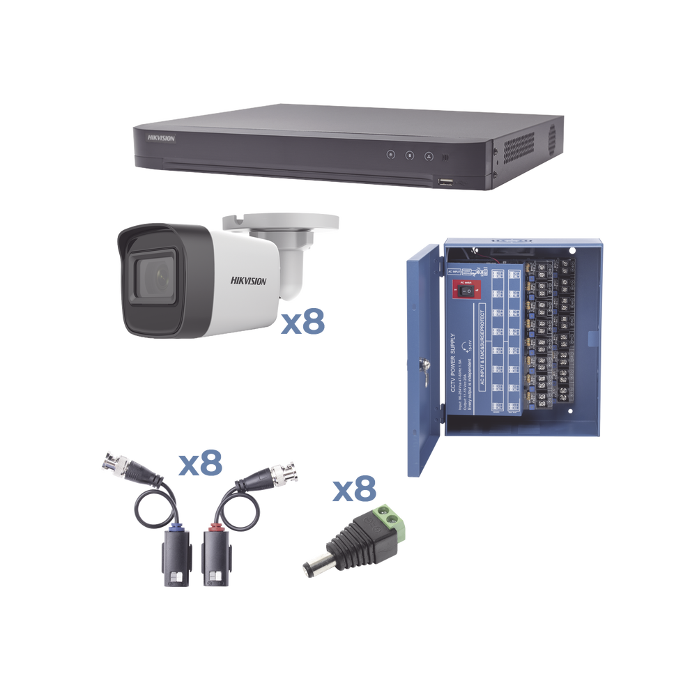 Miniatura 3 de KIT TurboHD 1080p / DVR 8 Canales / 8 Ca¡maras Bala (exterior 2.8 mm) / Transceptores / Conectores / Fuente de Poder Profesional hasta 15 Vcc para Larga Distancia