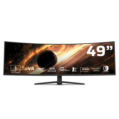 Monitor Balam Rush BR-944144 LED, 49", Dual QHD, VA, 120 Hz, 1 ms, FreeSync, NVIDIA G-SYNC, Negro