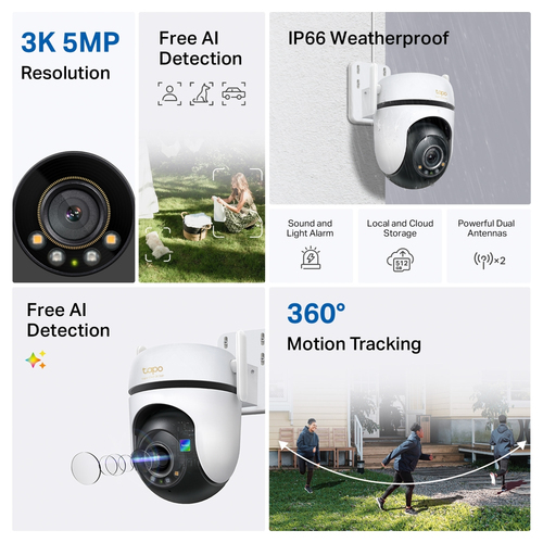 Miniatura 2 de Cámara IP TP-Link TAPO C530WS 5 MP, Torreta, Wifi, Exterior, IP66, Blanco