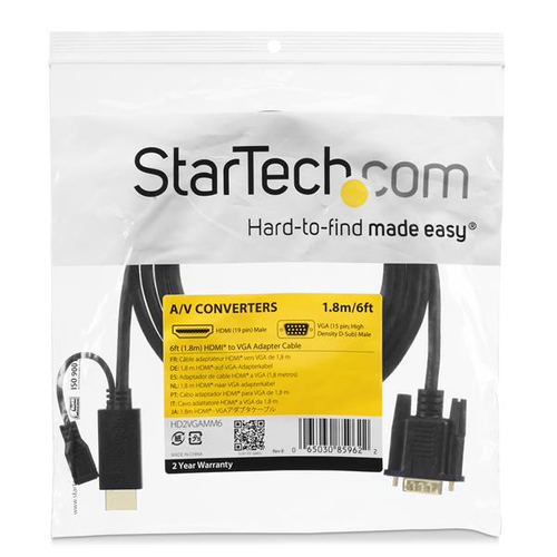 Miniatura 2 de Adaptador vídeo StarTech.com VGA (D-Sub) a HDMI + Micro USB, 1.9 m, Negro