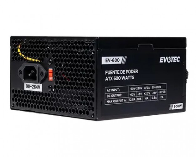 Fuente de Poder Evotec Ev-600 600 W, ATX Non-Modular