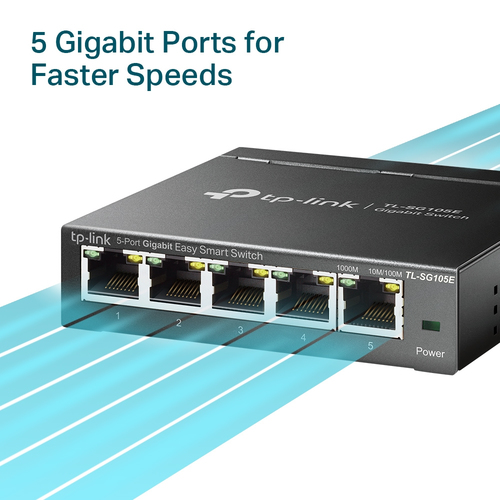 Miniatura 3 de Switch TP-Link TL-SG105E Gestionado, L2, RJ-45 5, Gigabit Ethernet (10/100/1000), Negro