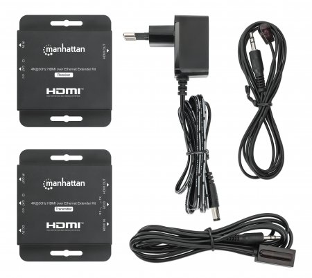 Miniatura 2 de EXTENSOR Manhattan Kit extensor de HDMI sobre Ethernet 4K@30Hz Transmisor y receptor AV, 3840 x 2160, 3HDMI, Hasta 70 m