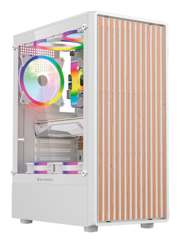 Miniatura 5 de Gabinete Balam Rush BR-943970 Midi Tower, PSU No, Vent. 3x 120 mm, Vent. 1x 120 mm, Blanco, Madera