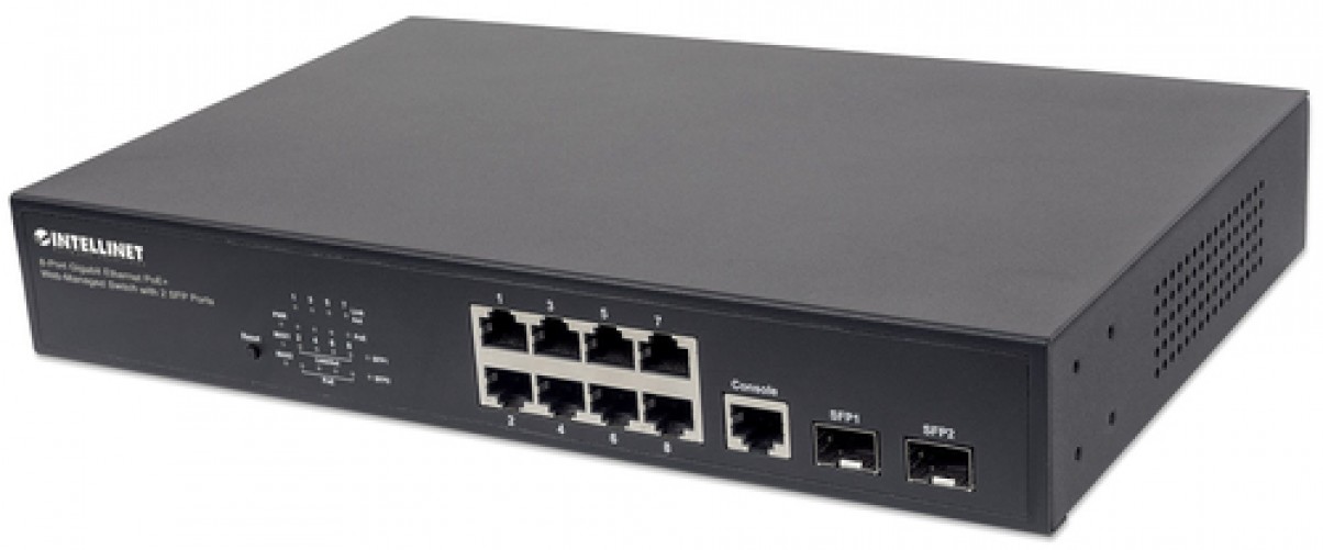 Switch Intellinet 561167 Gestionado, RJ-45 8, Gigabit Ethernet (10/100/1000), Negro