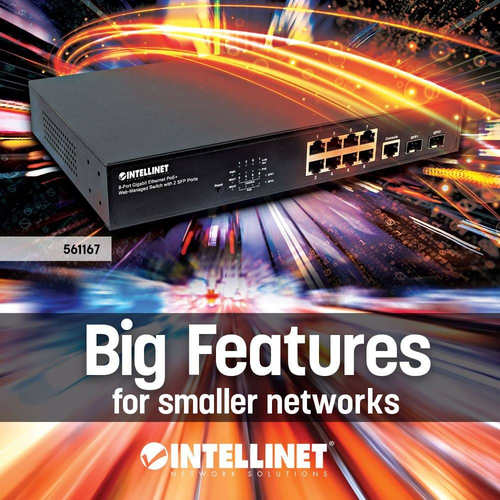 Miniatura 5 de Switch Intellinet 561167 Gestionado, RJ-45 8, Gigabit Ethernet (10/100/1000), Negro