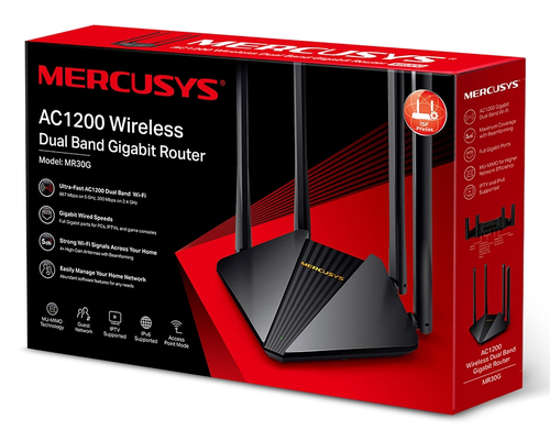 Miniatura 3 de Ruteador Inalámbrico Mercusys MR30G 4 ant., Wi-Fi 5 (802.11ac), 3 RJ-45, 1167 Mbit/s, Negro