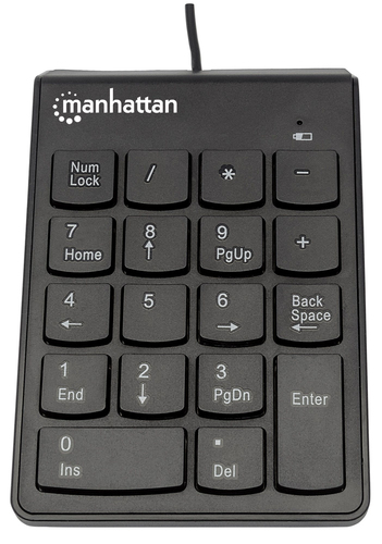 Miniatura 3 de Teclado numérico Manhattan Teclado numérico alámbrico USB, Indicadores LED, Negro