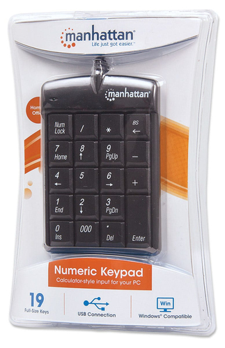 Miniatura 2 de Teclado numérico Manhattan Teclado numérico alámbrico USB, Indicadores LED, Negro