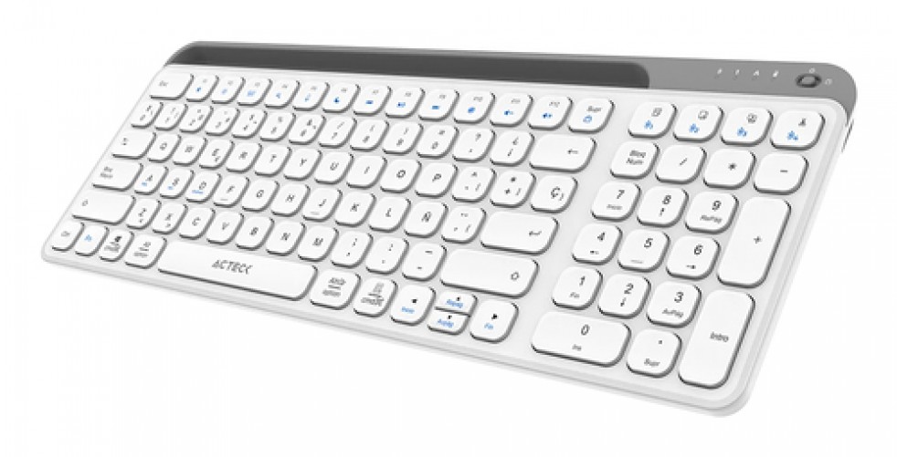 Miniatura 5 de Teclado Acteck Inspire Trek TI747 Español, Inalámbrico, RF inalámbrico + bluetooth, Interruptor de llave de tijera, Gris, Blanco
