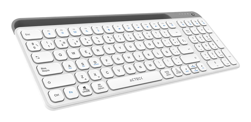 Miniatura 3 de Teclado Acteck Inspire Trek TI747 Español, Inalámbrico, RF inalámbrico + bluetooth, Interruptor de llave de tijera, Gris, Blanco