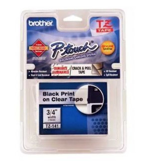 Cinta Brother TZE141G Negro sobre transparente, 1.8 cm, 8 m