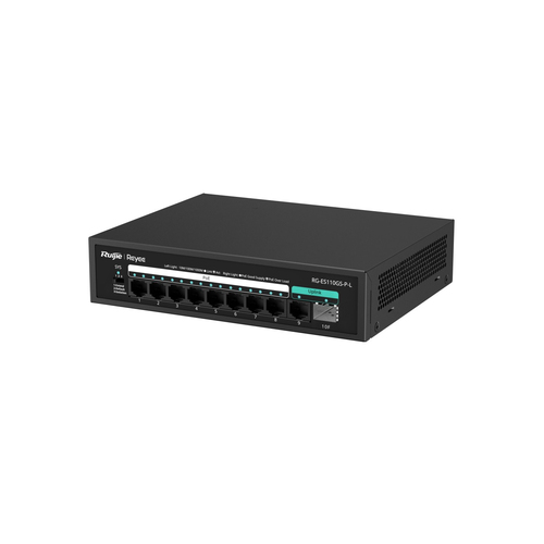 Miniatura 5 de Switch Ruijie Networks RG-ES110GS-P-L No administrado, RJ-45 8, Gigabit Ethernet (10/100/1000), (PoE +) 8, Negro