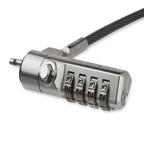 Cable antirrobo StarTech.com Cerradura con combinación, 2 m, Zinc de acero, Negro, Plata