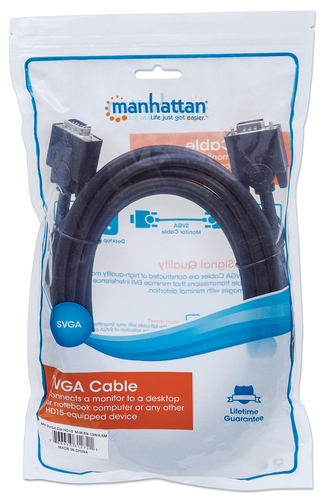 Miniatura 2 de Cable VGA Manhattan Cable para monitor SVGA 4.5 m, Macho, Macho, Negro