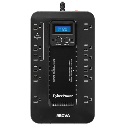 Miniatura 5 de No Break CyberPower EC850LCD 0.85 kVA / 510 W, 526 J, Entrada 140 V, Salida 120 V, 12 salidas AC, Negro