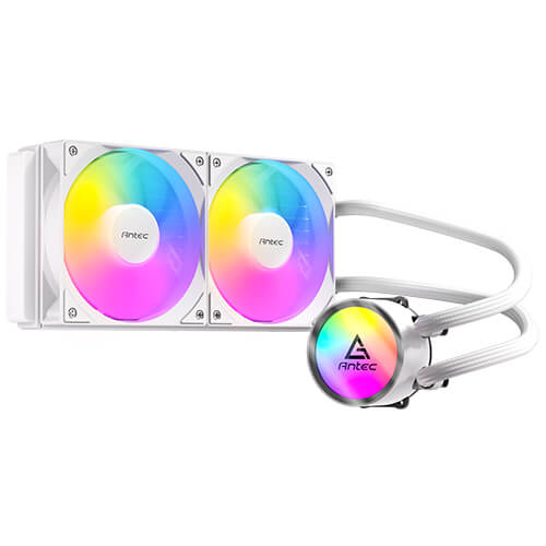 Enfriamiento Liquido ANTEC Omni 240 ARGB White, radiador 240 mm, dos ventiladores 120 mm PWM, bomba 2500 RPM, color blanco.