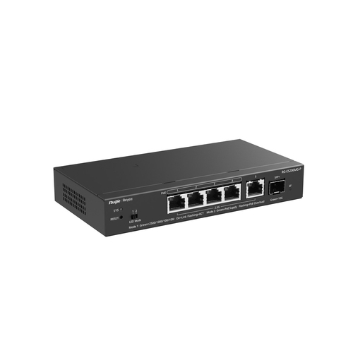 Miniatura 5 de Switch Ruijie Networks RG-ES206MG-P Gestionado, L2, RJ-45 5, 2.5G Ethernet (100/1000/2500), Montaje en escritorio/pared, Negro