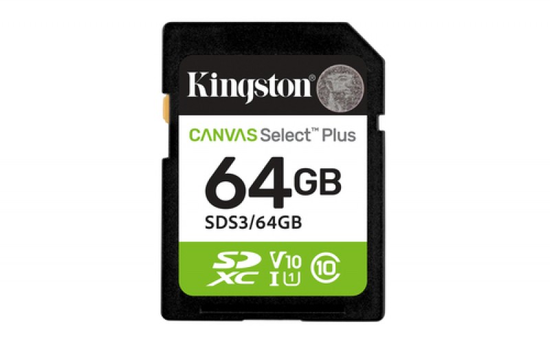 Memoria Kingston Technology Canvas Select Plus Gen3 64 GB, Velocidad 100 MB/s, Clase 10