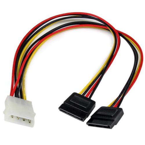 Cable de poder StarTech.com Molex (4 puntas), 2 x SATA 15-pines, 0.304 m