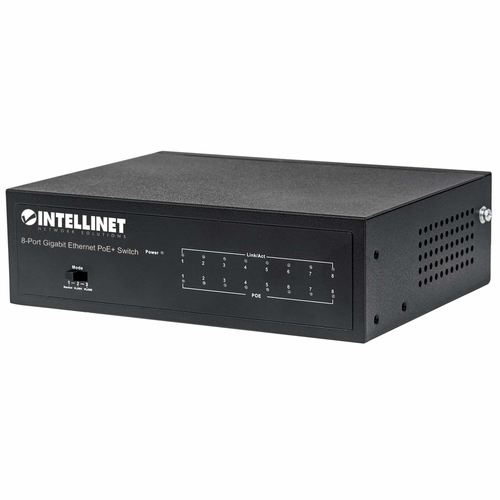 Switch Intellinet Switch PoE+ Gigabit Ethernet de 8 puertos Gestionado, RJ-45 8, Gigabit Ethernet (10/100/1000), (PoE +) 8, Negro