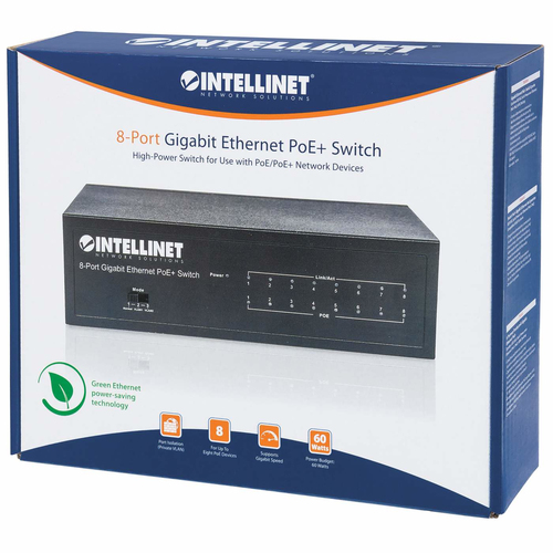 Miniatura 5 de Switch Intellinet Switch PoE+ Gigabit Ethernet de 8 puertos Gestionado, RJ-45 8, Gigabit Ethernet (10/100/1000), (PoE +) 8, Negro