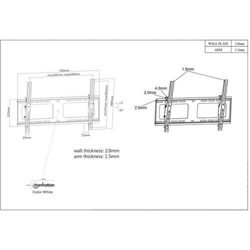 Miniatura 2 de Soporte Manhattan Hasta 80", VESA max. 600 x 400 mm, 80 kg, Negro
