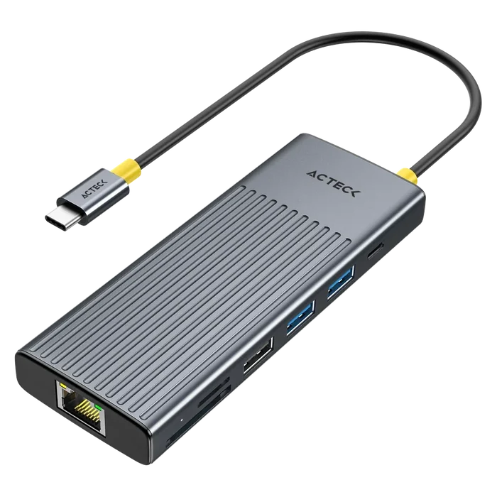 Hub USB Acteck Nexus Dock Ultra, USB-C a HDMI 2.1, USB-A 3.2, USB-C, Lector SD/ MicroSD, RJ-45, Gris