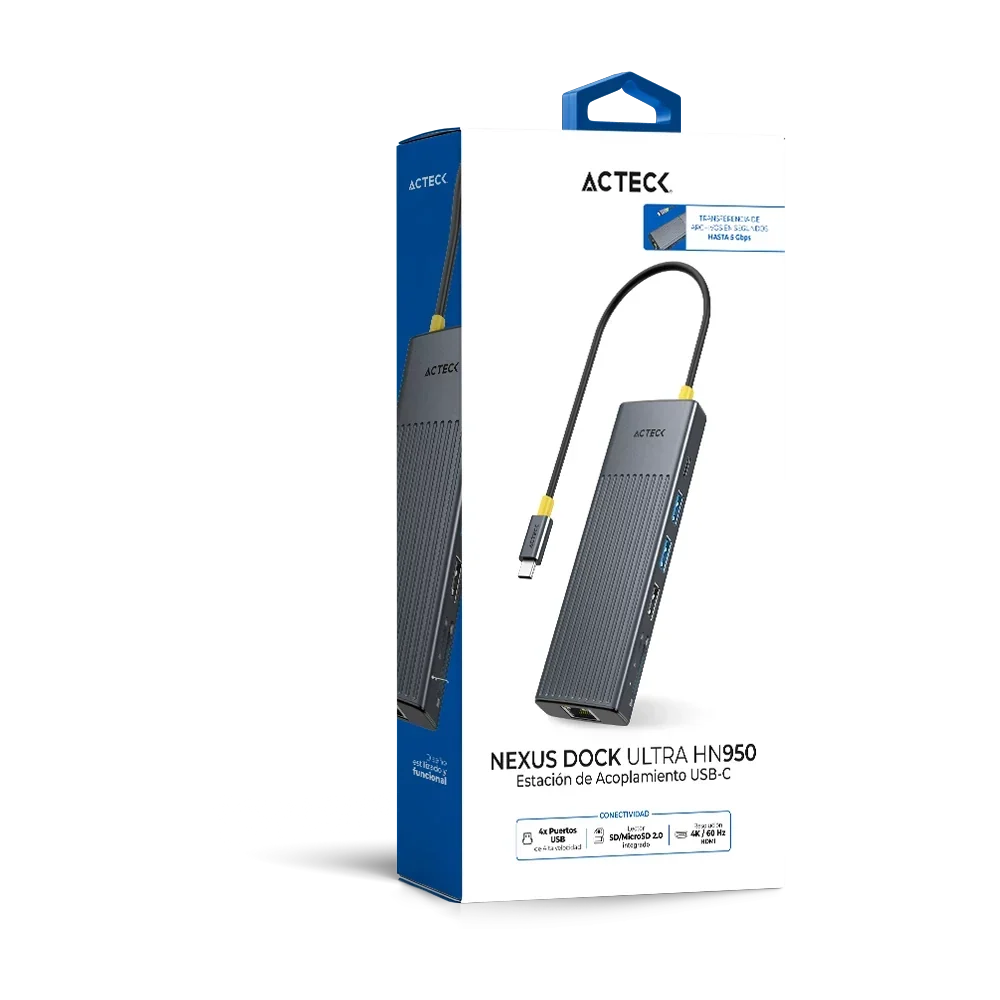 Miniatura 2 de Hub USB Acteck Nexus Dock Ultra, USB-C a HDMI 2.1, USB-A 3.2, USB-C, Lector SD/ MicroSD, RJ-45, Gris
