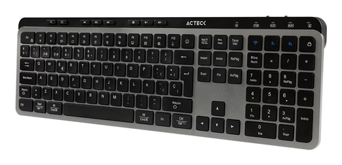Miniatura 4 de Teclado Acteck Inspire Krea TI755 Español, Inalámbrico, RF inalámbrico + bluetooth, Interruptor de llave de tijera, Negro, Gris
