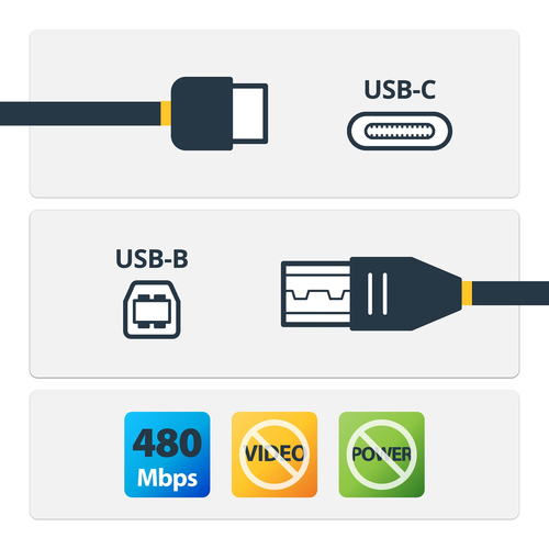 Miniatura 5 de Cable USB StarTech.com USB C a USB B, 480 Mbit/s, Negro