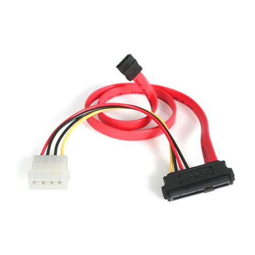 Cable de poder StarTech.com SATA 15 puntas, LP4 M, SAS 29 Pin Plug, 0.457 m, Rojo