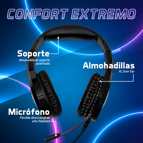Miniatura 2 de Audífonos Vorago HS-501 Diadema, Alámbrico, 3.5 mm, USB, Negro