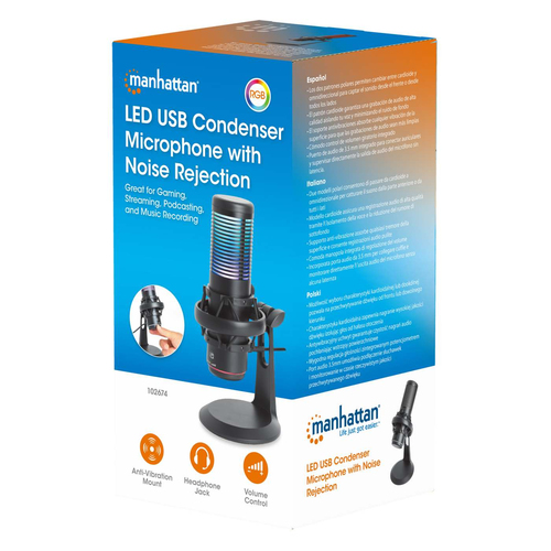 Miniatura 5 de Micrófono Manhattan 102674 192 kHz, Alámbrico, USB, Negro