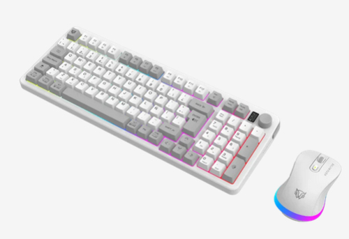 Miniatura 5 de Kit Teclado y Mouse Balam Rush Squad Conquest Pro KG525 Interruptor de membrana, Retroiluminado, Inalámbrico, Gris, Blanco