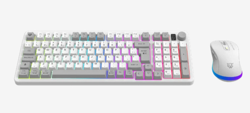 Miniatura 4 de Kit Teclado y Mouse Balam Rush Squad Conquest Pro KG525 Interruptor de membrana, Retroiluminado, Inalámbrico, Gris, Blanco
