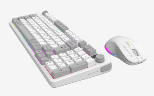 Miniatura 3 de Kit Teclado y Mouse Balam Rush Squad Conquest Pro KG525 Interruptor de membrana, Retroiluminado, Inalámbrico, Gris, Blanco
