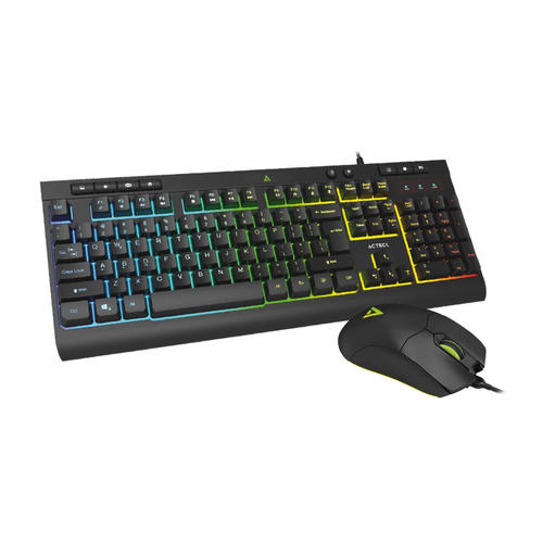 Kit Teclado y Mouse Acteck Aurean Pro MK477G USB, Interruptor de membrana, Retroiluminado, Alámbrico, 8000 DPI, Negro