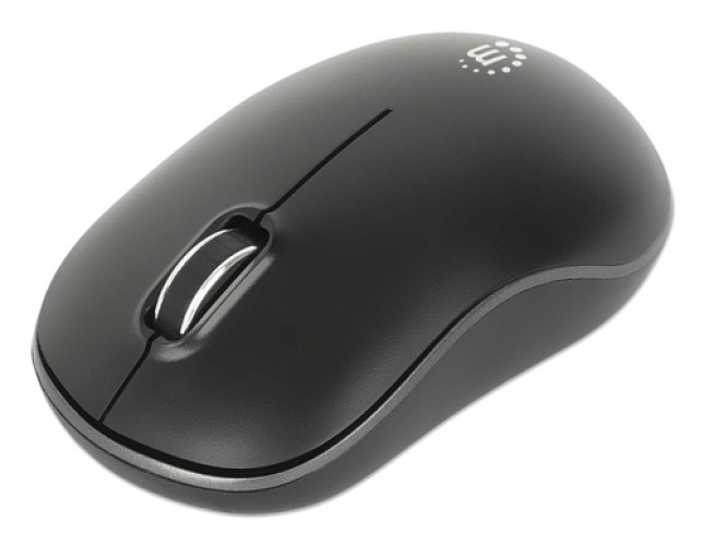 Mouse Manhattan Óptico, 3 Botones, 1200 DPI, RF inalámbrico, 10 m, Negro