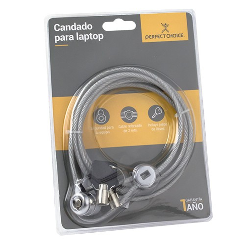 Miniatura 3 de Cable antirrobo Perfect Choice PC-160076 Candado, 2 m, Acero, Acero inoxidable