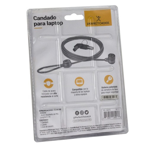 Miniatura 2 de Cable antirrobo Perfect Choice PC-160076 Candado, 2 m, Acero, Acero inoxidable