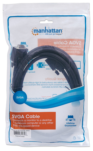 Miniatura 2 de Cable VGA Manhattan Cable para monitor SVGA 3 m, Macho, Macho, Negro